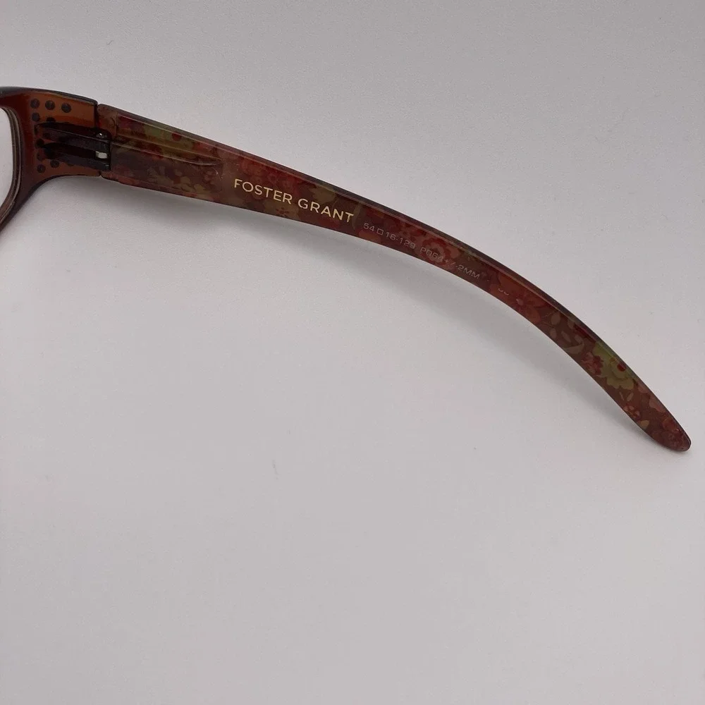 Foster Grant Brn Floral Jeweled Reading Glasses Frames ASHLEY BRN‎ 54/16-129